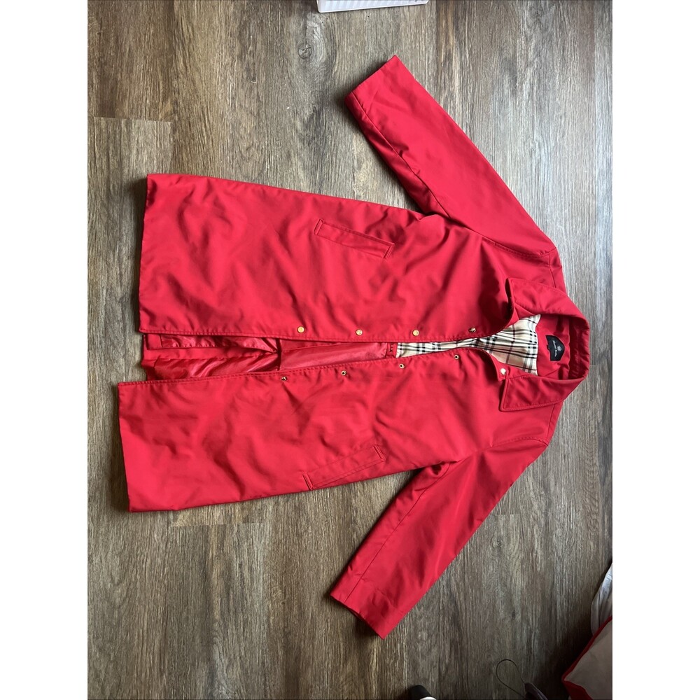 Korean Red Marzo Bella Trench Coat, Checked Lining Sz Sm Rain Romantic City